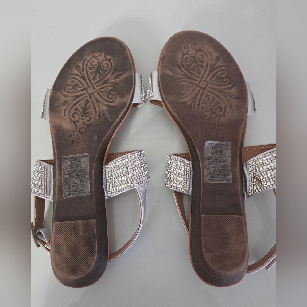 Silver Rhinestone Double Strap Flats - Picture 3 of 4